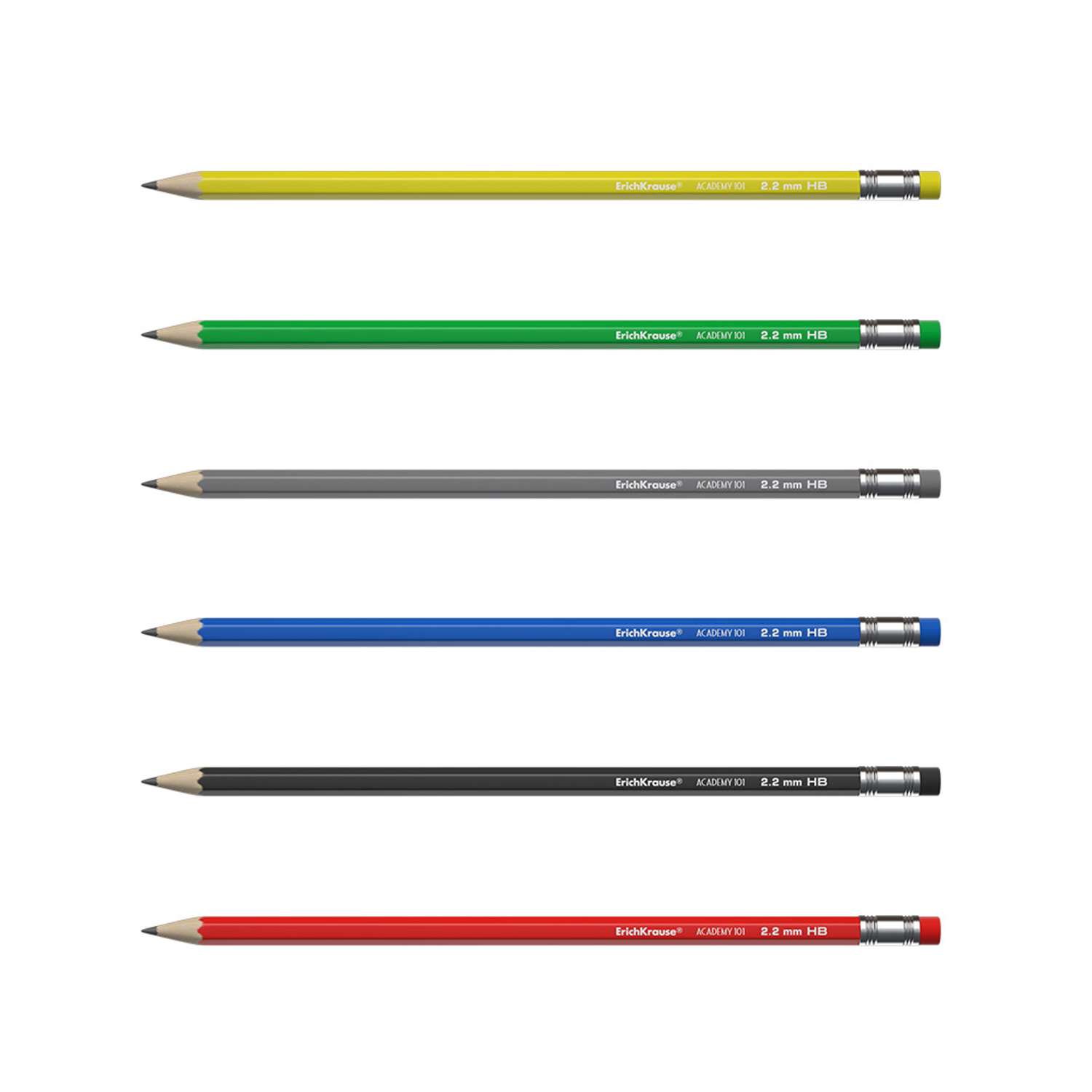 Чернографитный карандаш ErichKrause шестигранный с ластиком Academy 101 HB 12 шт - фото 2