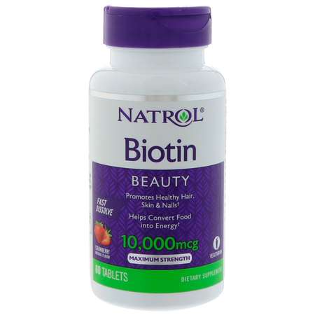 Биологически активная добавка Natrol Biotin Fast Dissolve 10000мг*60таблеток