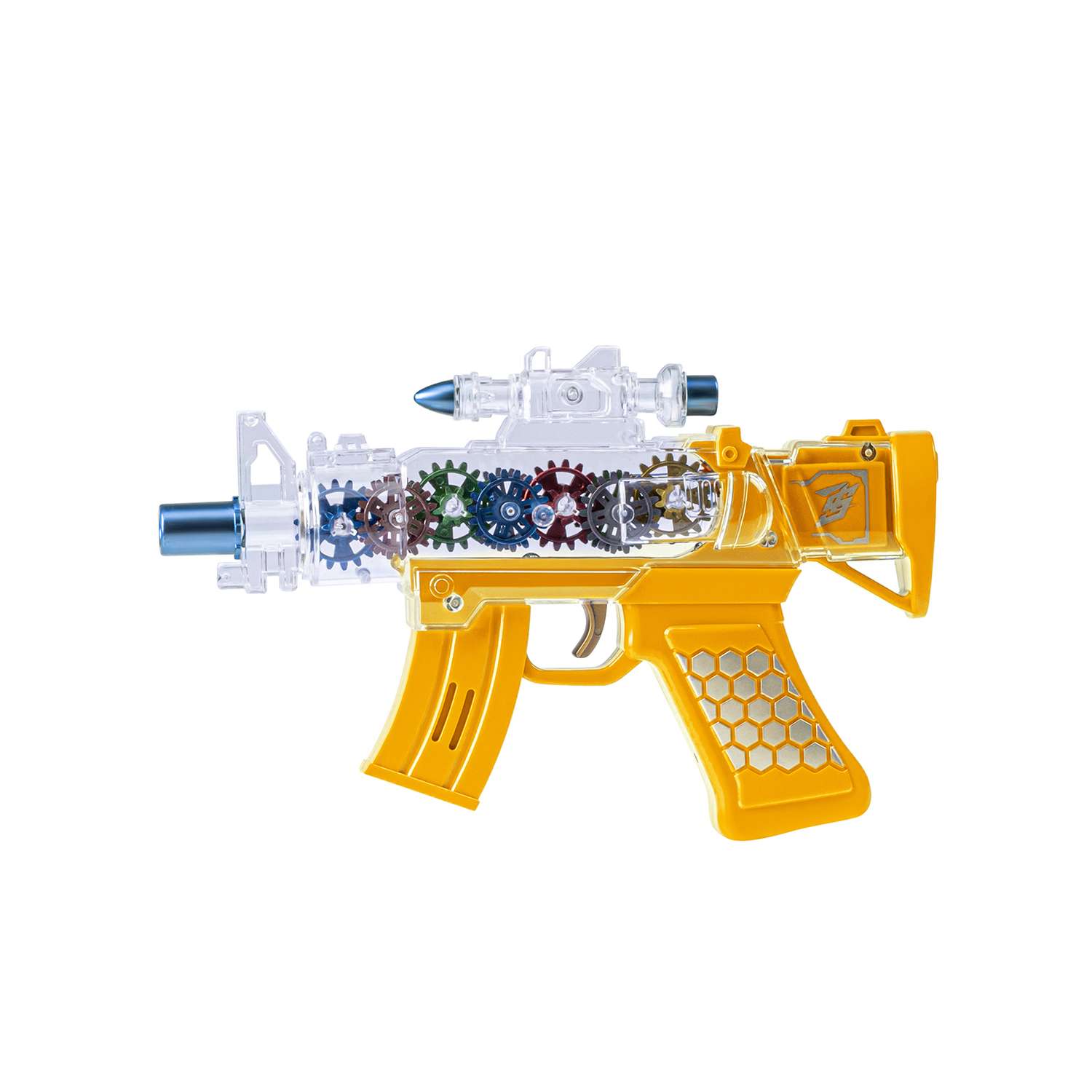 Игрушечное оружие Маленький Воин Автомат на батарейках Свет Звук Подвижные детали Цвет желтый - фото 6