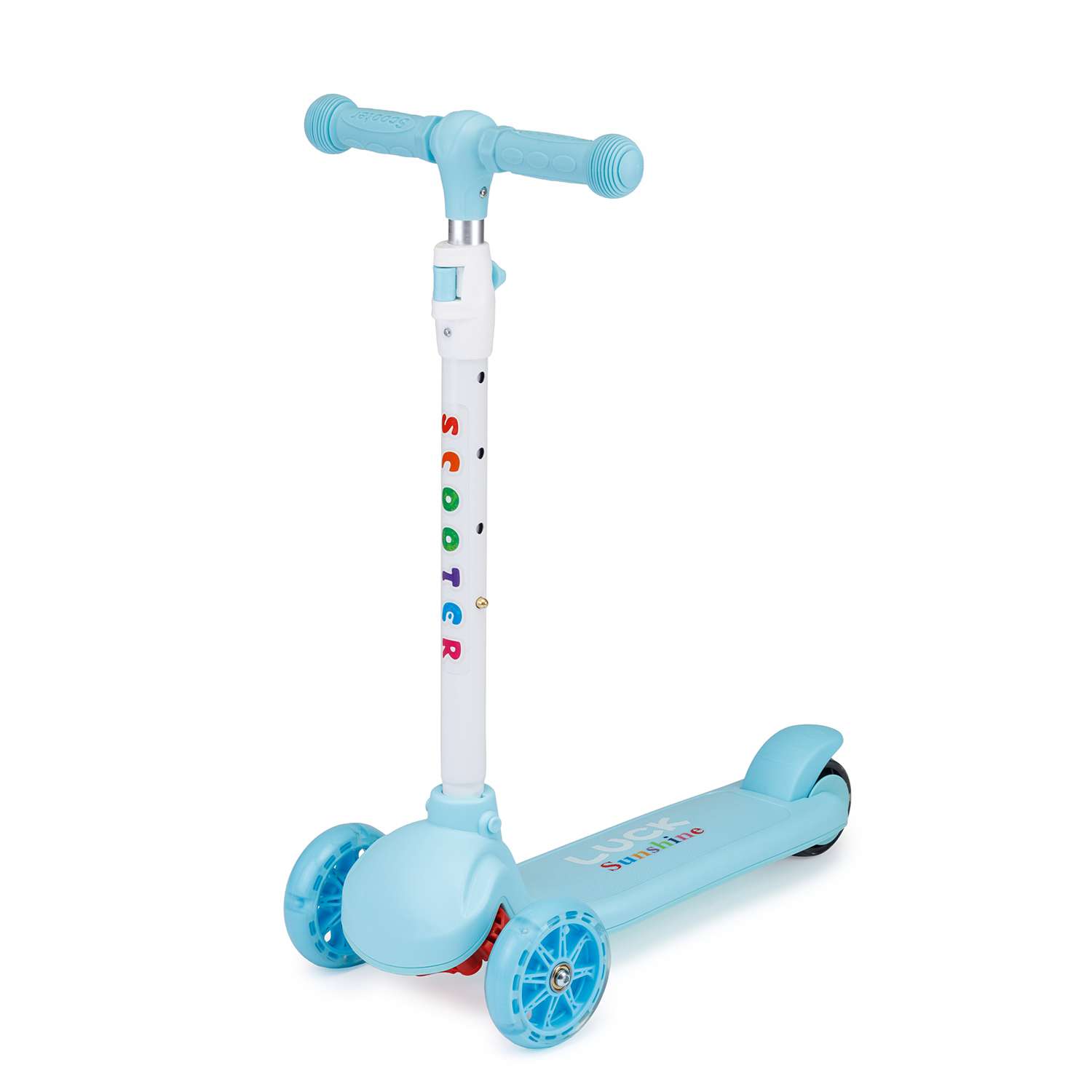 Самокат BABY STYLE детский светящиеся колеса с тормозом до 25 кг голубой - фото 1