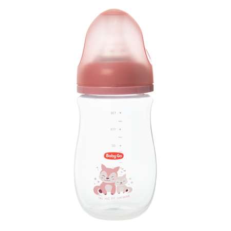 Бутылочка BabyGo 125мл +2пустышки S/M Pink