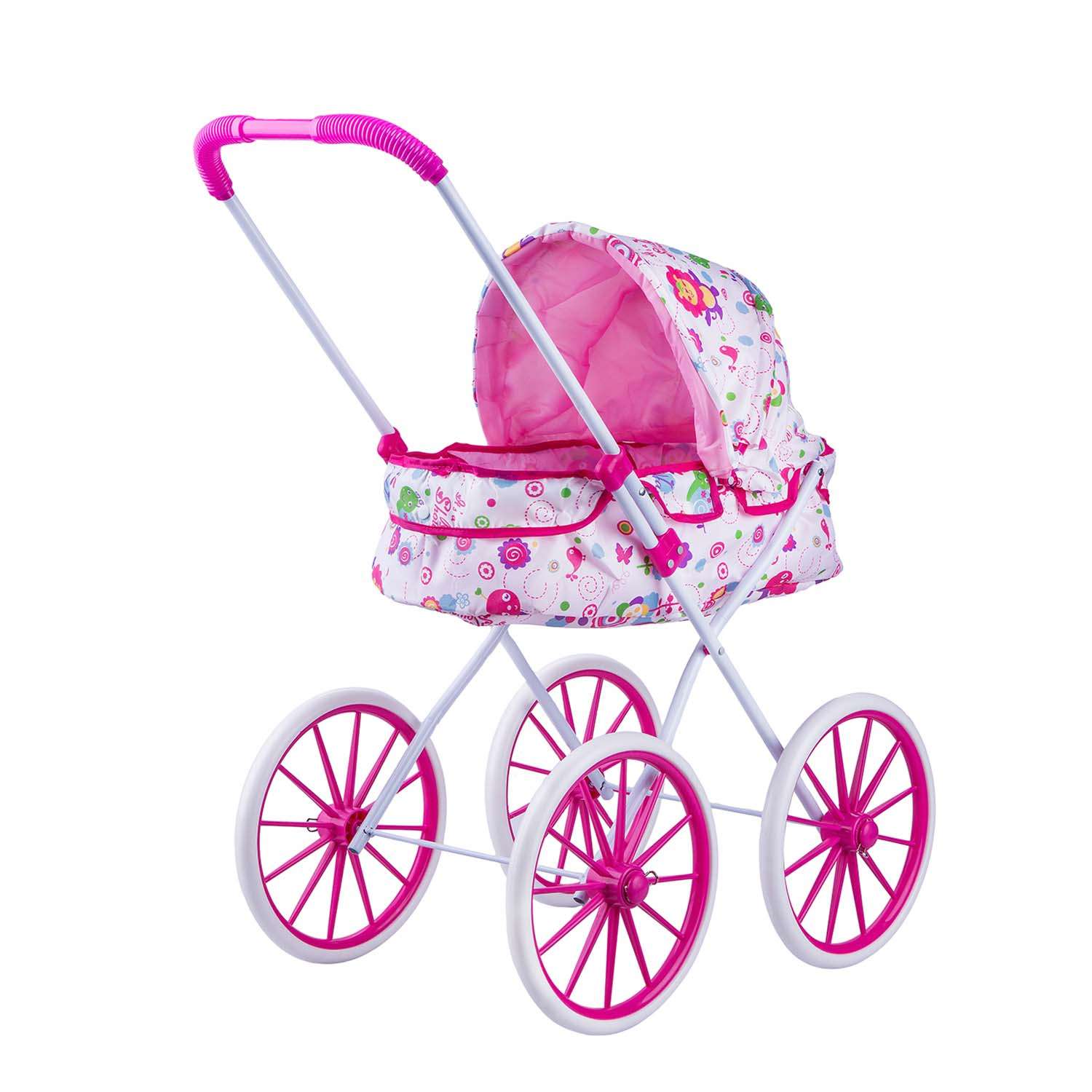 Детская коляска для кукол Baby and Kids прогулочная для девочки с большими колесами ES56105 ES56105 - фото 4