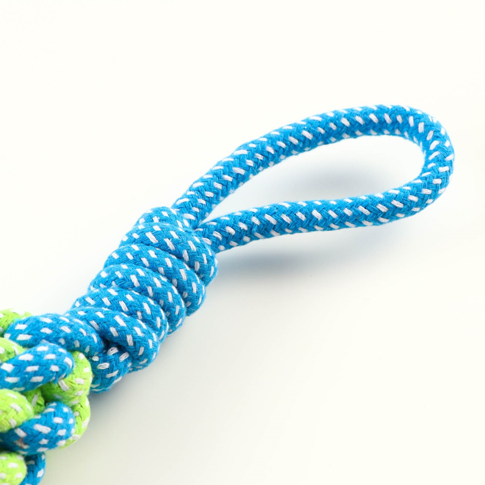 Игрушка Пижон канатная плетеная с ручкой 120 г до 31 см синяя/зелёная - фото 3