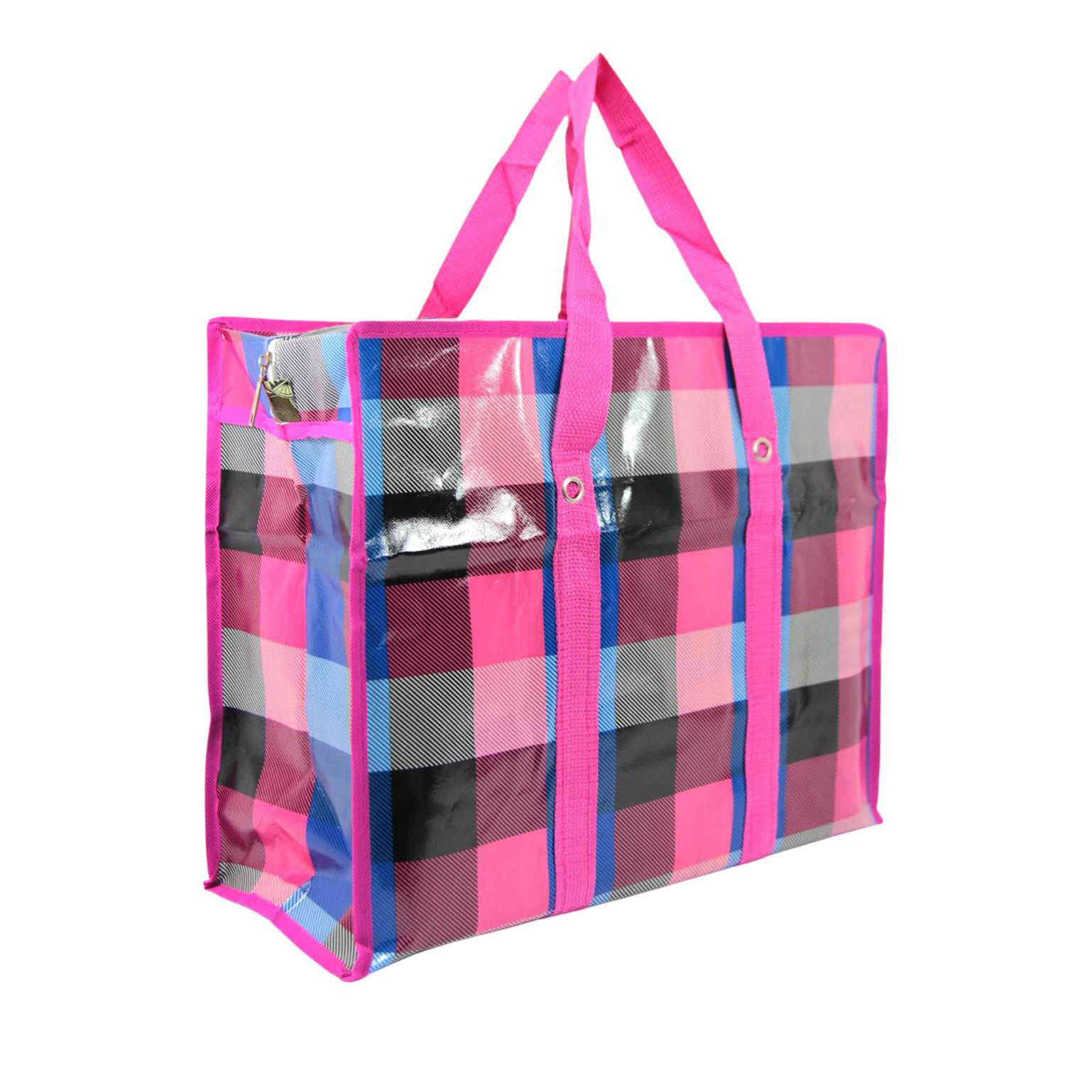 Хозяйственная сумка Ripoma двухслойная на молнии розовая в клетку - фото 1