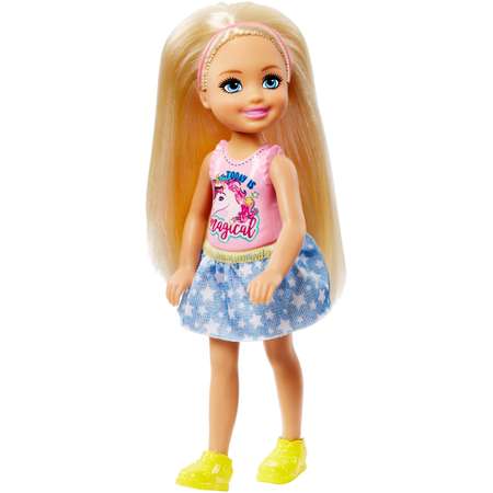 Кукла Barbie Челси Блондинка в топе с единорогом FRL80