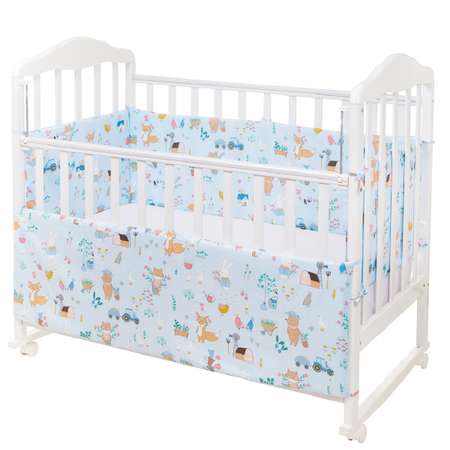 Бортики в кроватку Lemony kids LK-1849 голубой с рисунком 4 части съемные чехлы