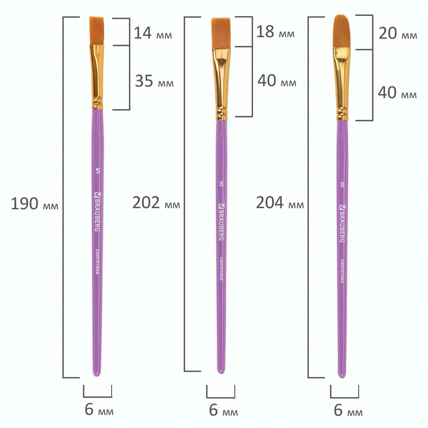 Кисти для рисования Brauberg синтетические набор 10 штук 201029 - фото 24