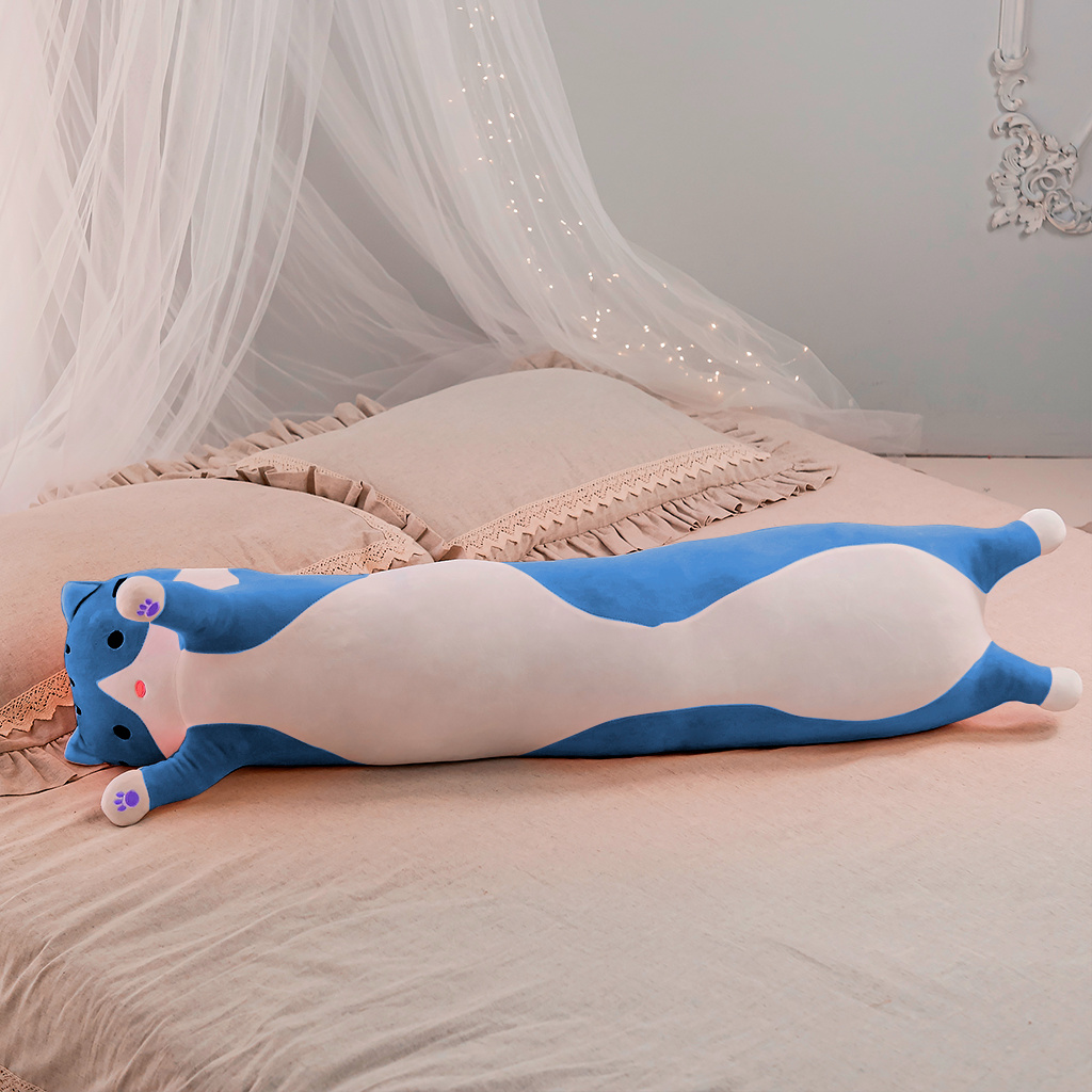 Мягкая игрушка кошка TOTTY TOYS кот батон 160 см голубой подушка антистресс - фото 2