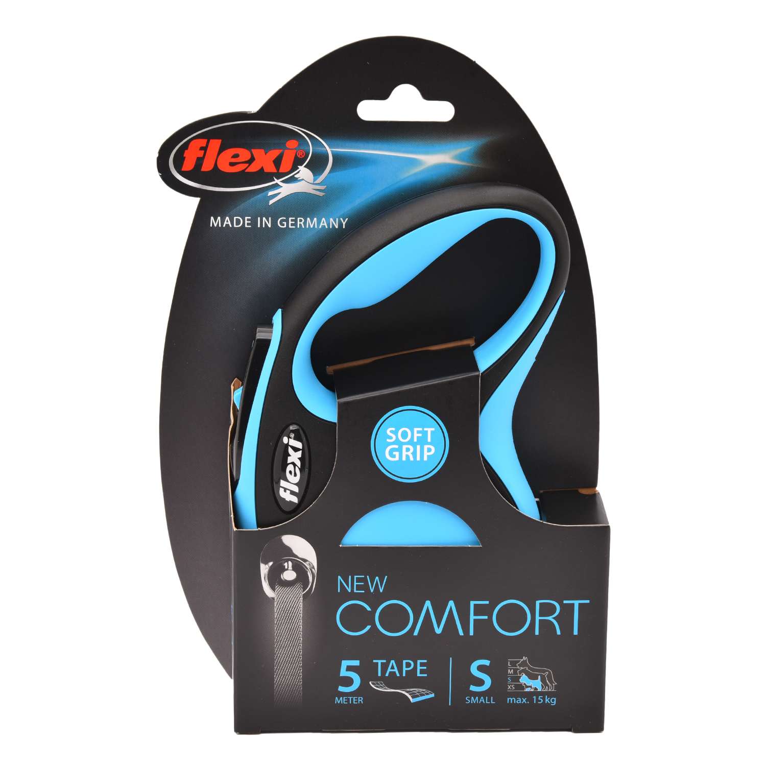 Рулетка Flexi New Comfort S лента 5м до 15кг Черный-Синий - фото 3