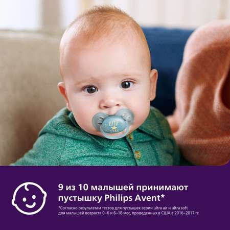 Пустышка Philips Avent ultra soft с футляром для хранения и стерилизации 6-18месяцев SCF528/01