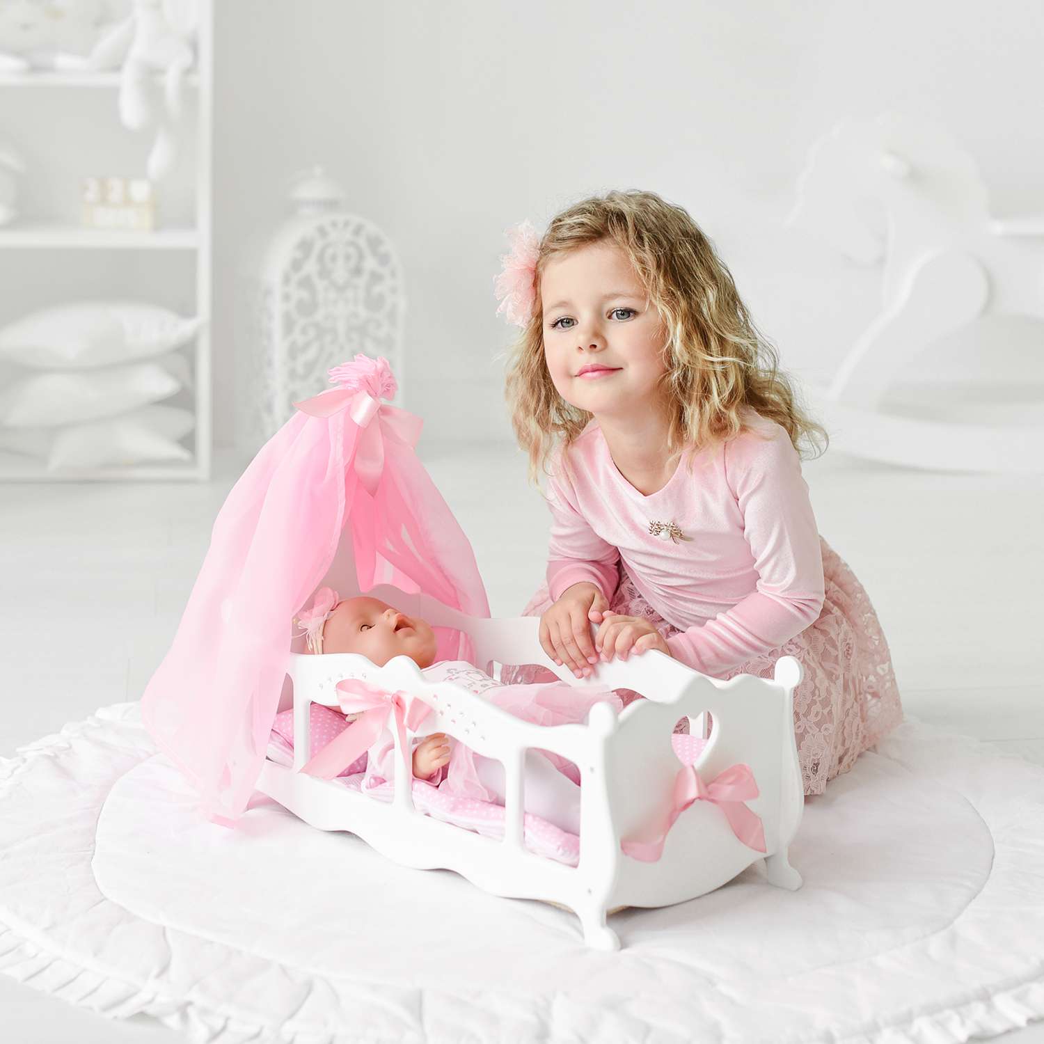 Мебель для кукол PAREMO Кроватка-колыбелька Белый PFD120-55 PFD120-55 - фото 3