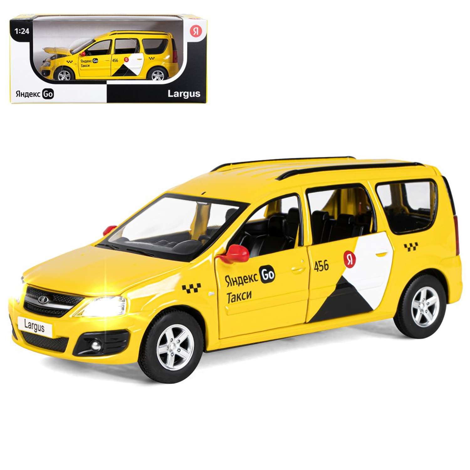 Машинка металлическая Яндекс GO игрушка детская LADA LARGUS 1:24 желтый Озвучено Алисой JB1251481 - фото 10