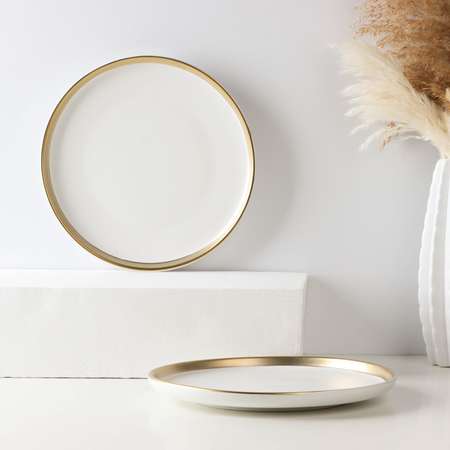 Набор Sima-Land керамических тарелок «День» 2 предмета: d=25 5 см цвет белый