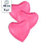 Воздушные шары Agura Сердца Металлик ярко-розовый 46 см 3 шт
