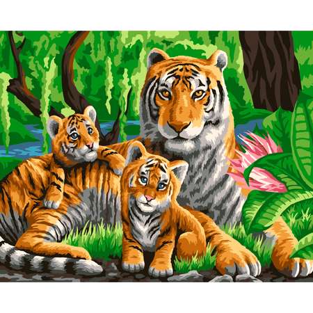 Набор для рисования Attivio Картина по номерам Тигры DM019