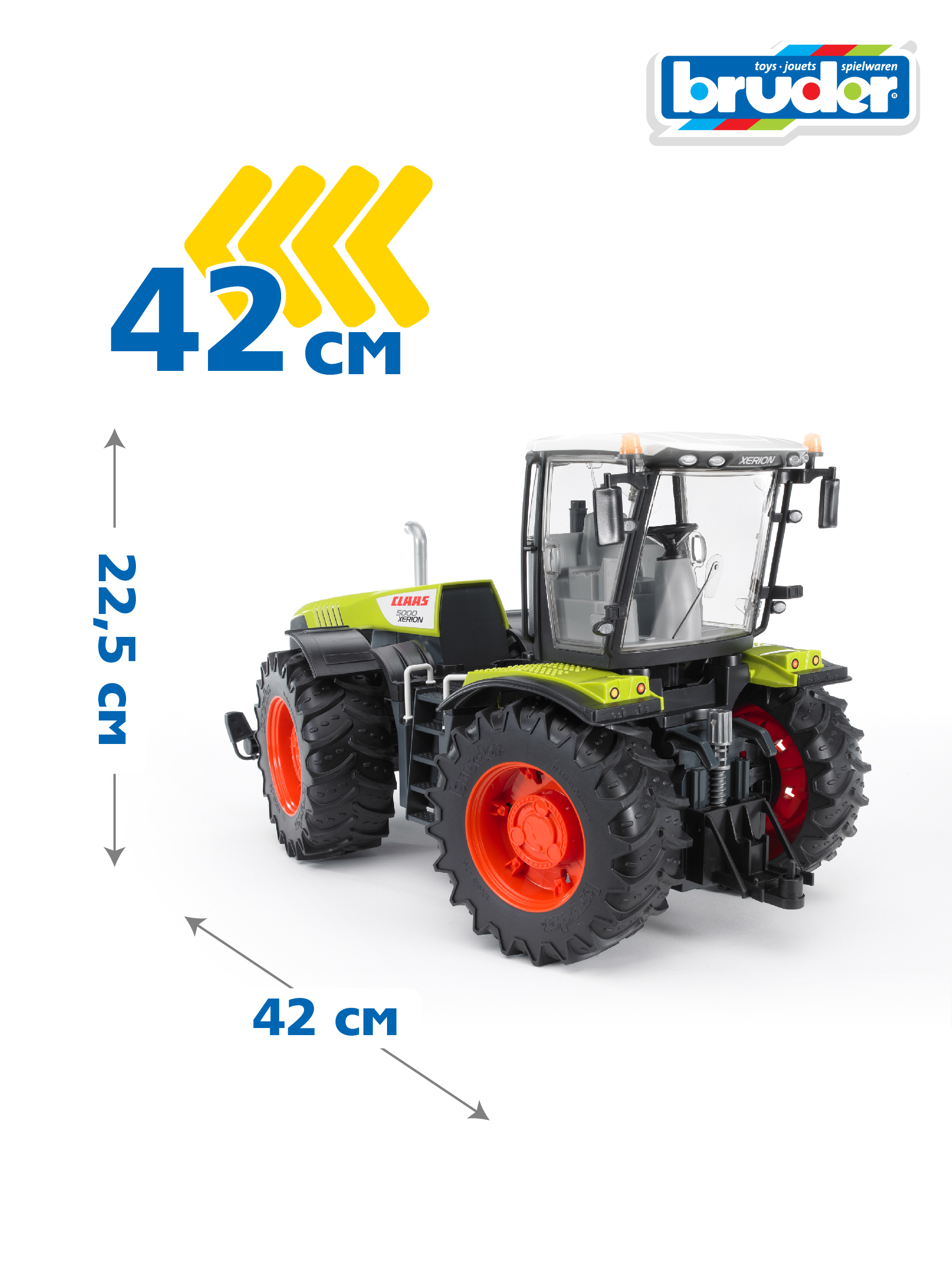 Игрушка BRUDER Трактор Claas Xerion 5000 с поворачивающейся кабиной купить  по цене 6538 ₽ в интернет-магазине Детский мир