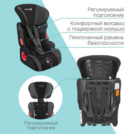 Автокресло Крошка Я Space plus группа 1/2/3 9-36 кг 1-12 лет Черный/Серый