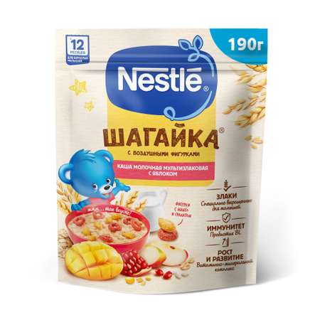 Каша молочная Nestle мультизлаковая с фигурками из пшеницы яблоко-манго-гранат 190г с 12месяцев
