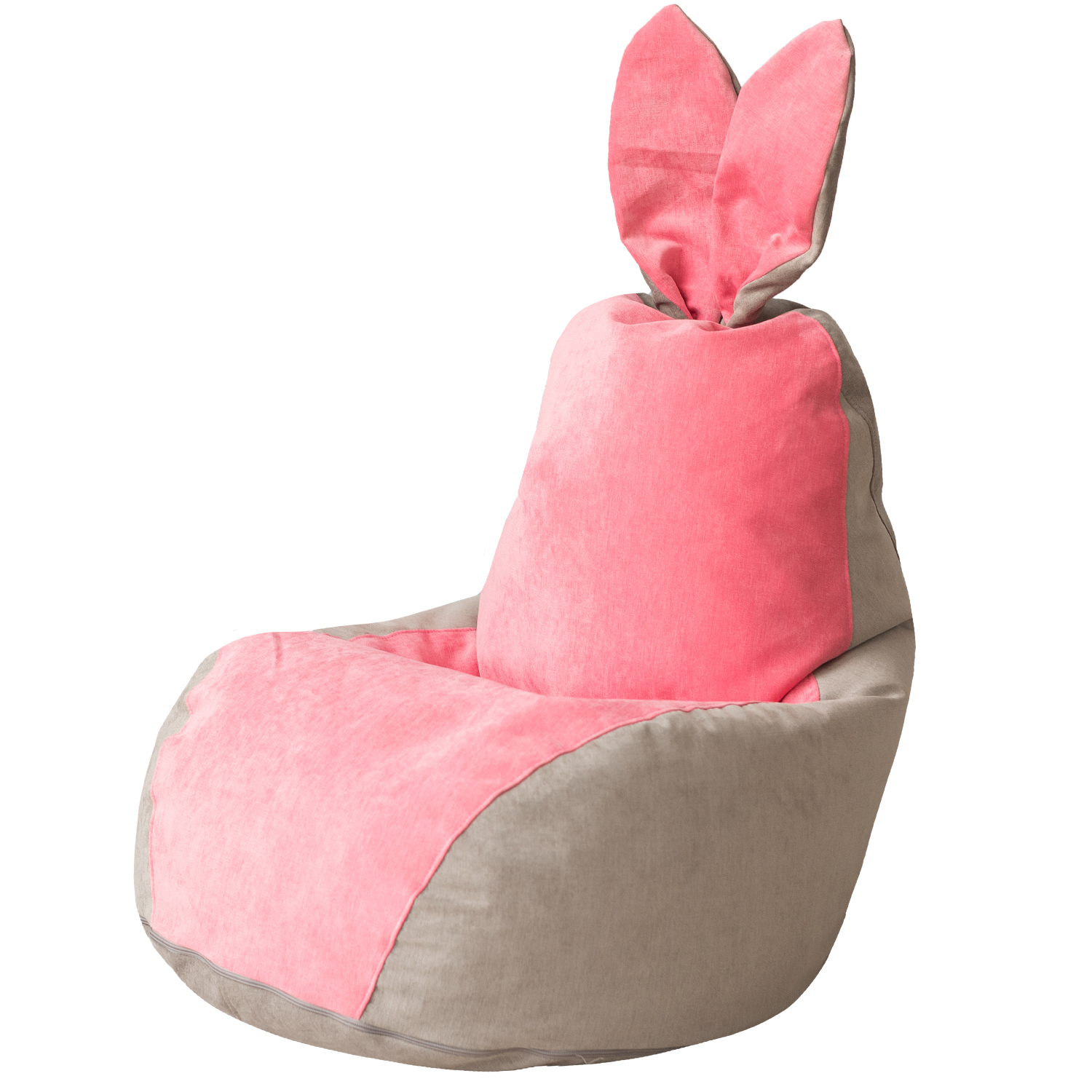 Кресло-мешок DreamBag Зайчик Серо-Розовый Микровельвет - фото 1