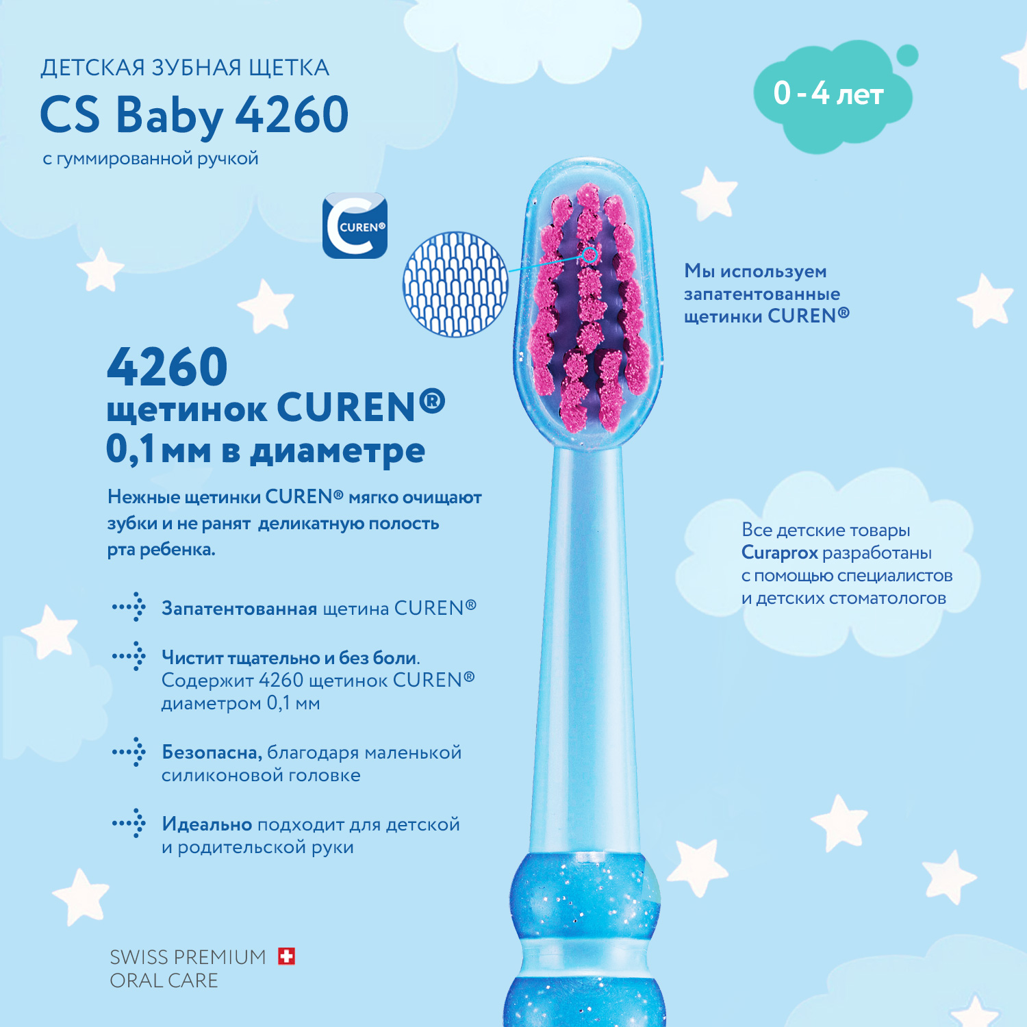 Зубная щетка Curaprox Детская c гуммированной ручкой серия Baby - фото 2