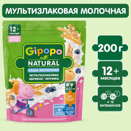 Каша Gipopo молочная мультизлаковая абрикос-черника 200г с 12 месяцев