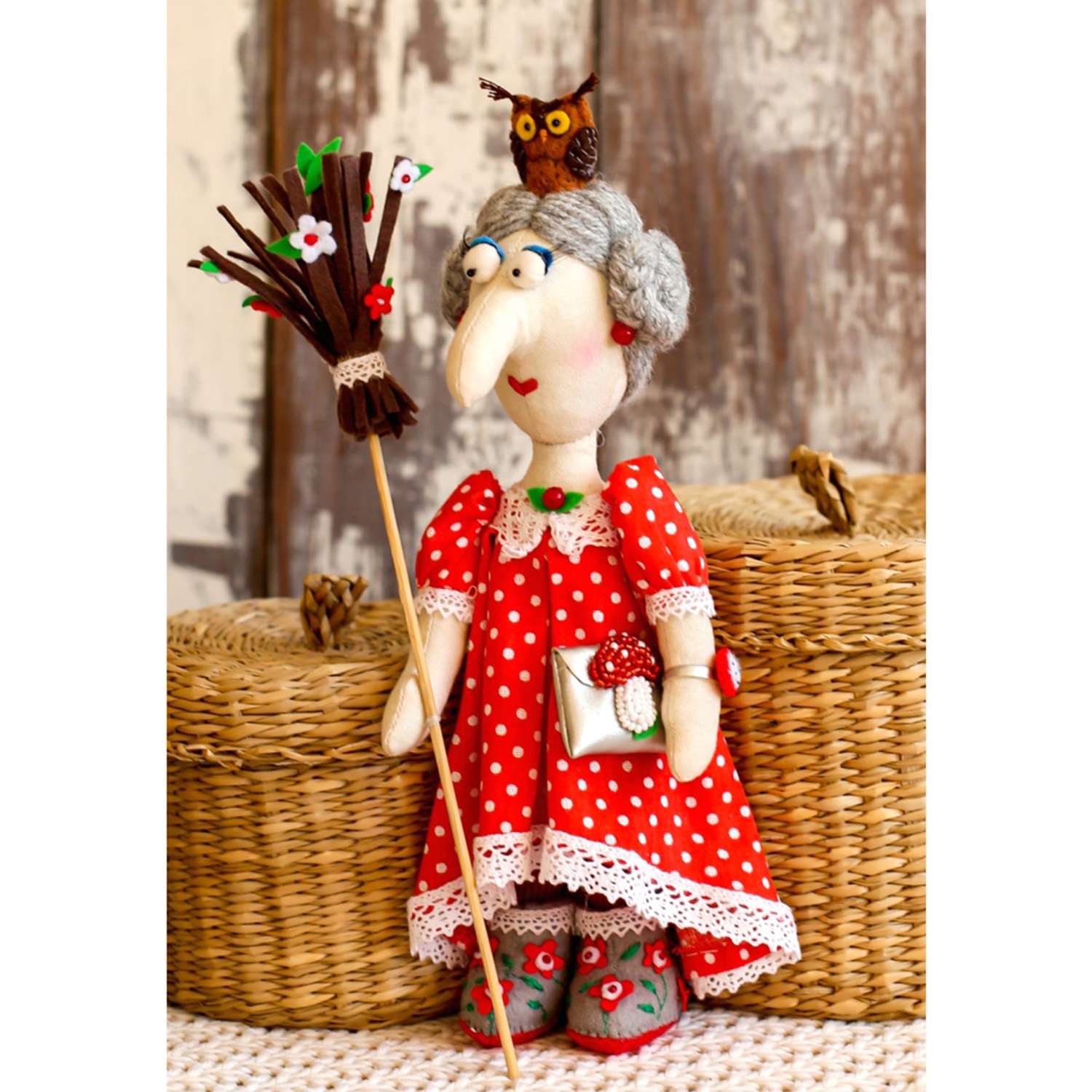 Набор для творчества Кукла Перловка изготовление текстильной игрушки Модная Баба Яга 24 см - фото 1
