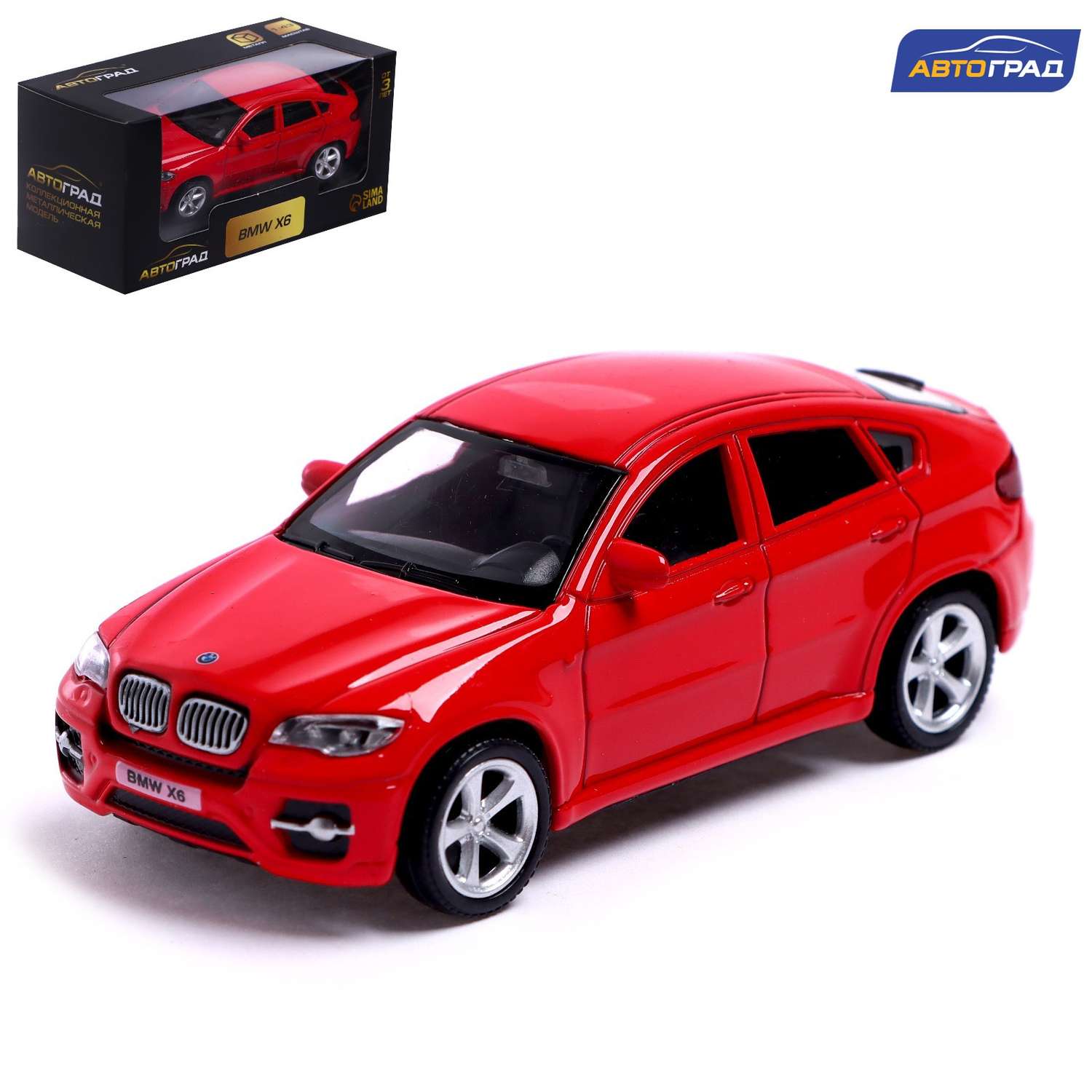 Машина Автоград металлическая BMW X6 1:43 цвет красный 7152976 - фото 1