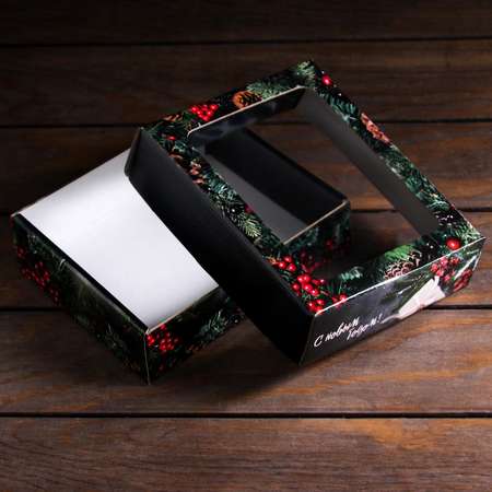Коробка Sima-Land подарочная. крышка дно. с окном«Новогодние подарки» 18×15×5 см