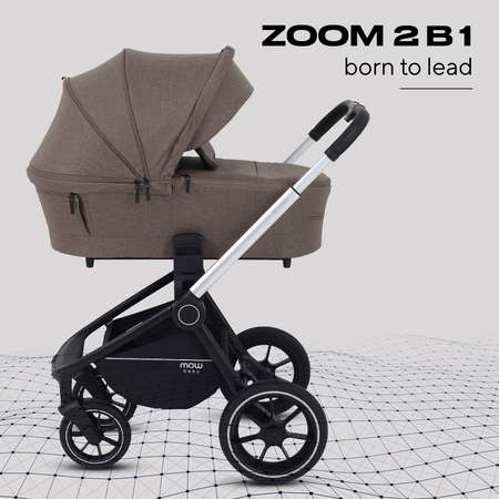 Коляска детская универсальная MOWbaby Zoom Pu 2в1 RA086 Silver Cacao Brown