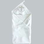 Полотенце - уголок крестильное Ramelka 90х90 см для купания новорожденного с вышивкой крем