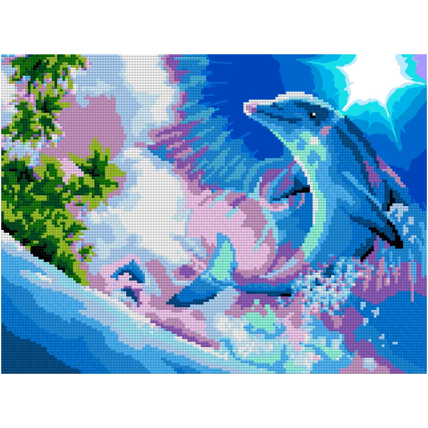 Алмазная мозаика на холсте LORI с частичным заполнением Радостный дельфин 40х30 см - фото 1