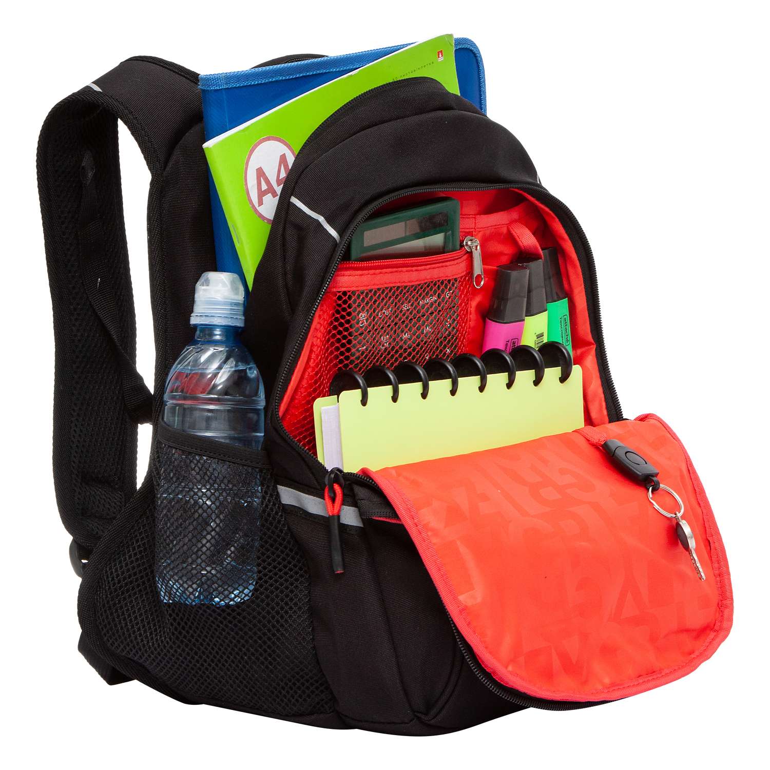Рюкзак школьный Grizzly Черный-Красный RB-250-4/1 - фото 5