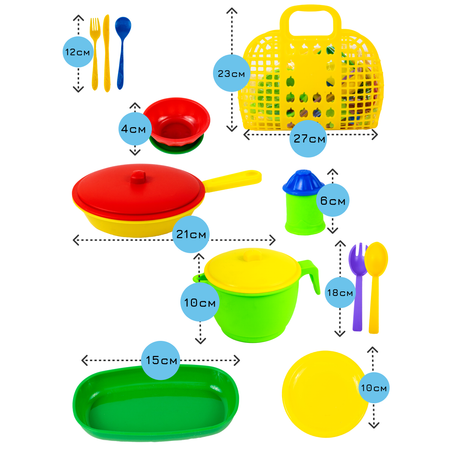 Набор игрушечной посуды TOY MIX Детский развивающий в пластиковой корзине РР 2018-063