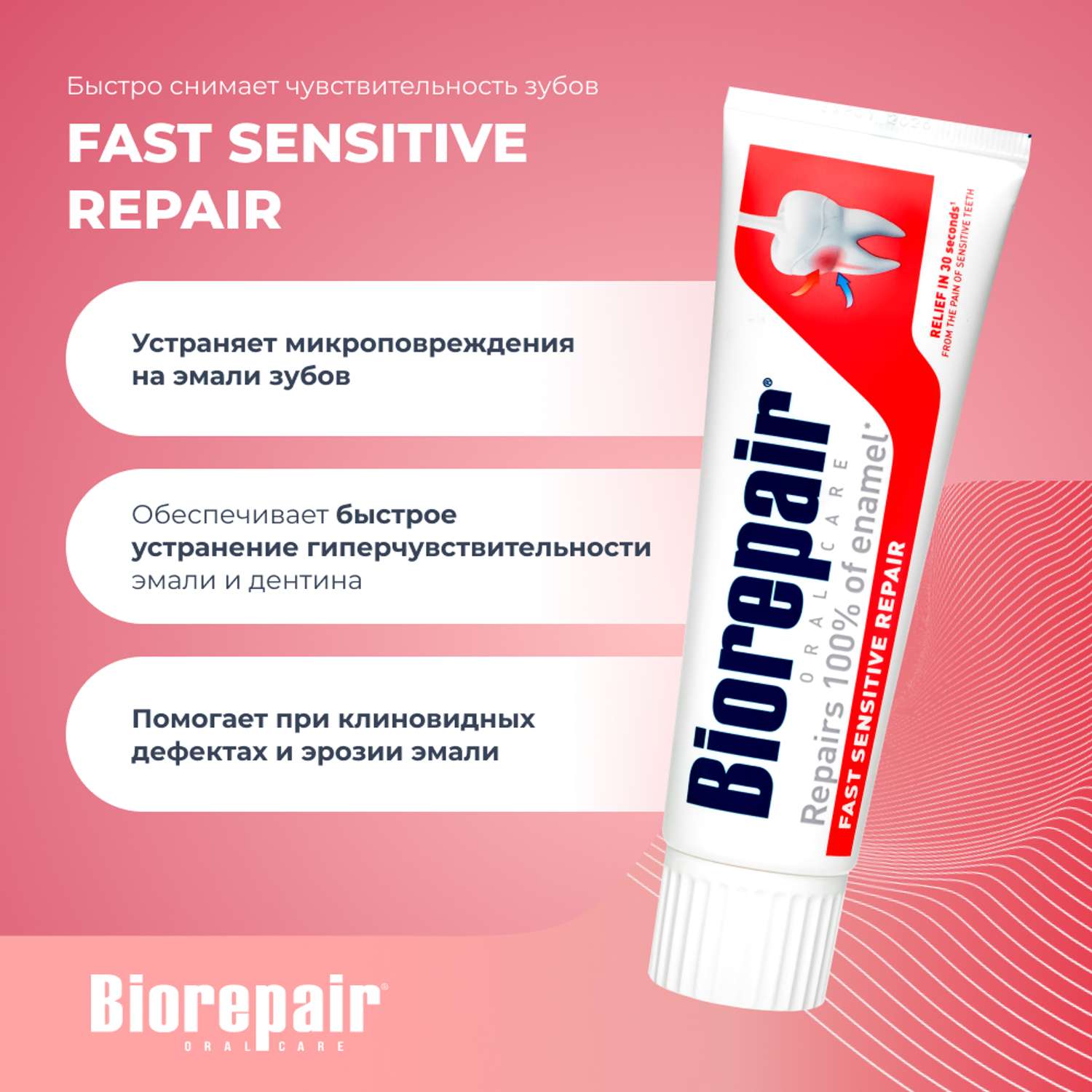 Зубная паста Biorepair Fast Sensitive Repair для чувствительных зубов 75 мл - фото 4