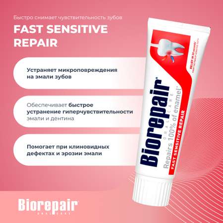 Зубная паста Biorepair Fast Sensitive Repair для чувствительных зубов 75 мл