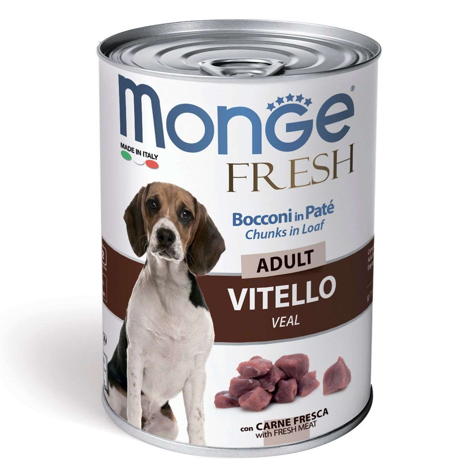 Корм для собак MONGE Dog Fresh Chunks in Loaf мясной рулет телятина консервированный 400г - фото 1