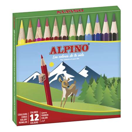 Карандаши ALPINO цветные шестигранные компактного размера 12 цв.