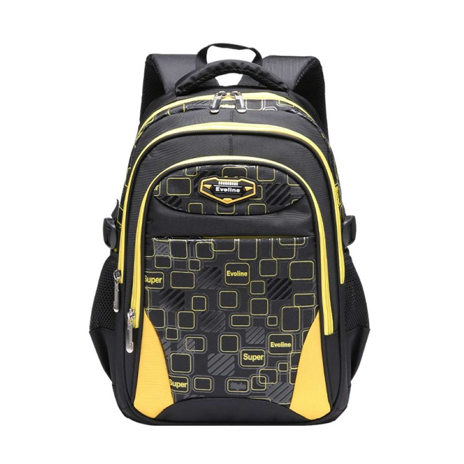 Рюкзак школьный Evoline Большой черный желтый EVOS-321 - фото 1