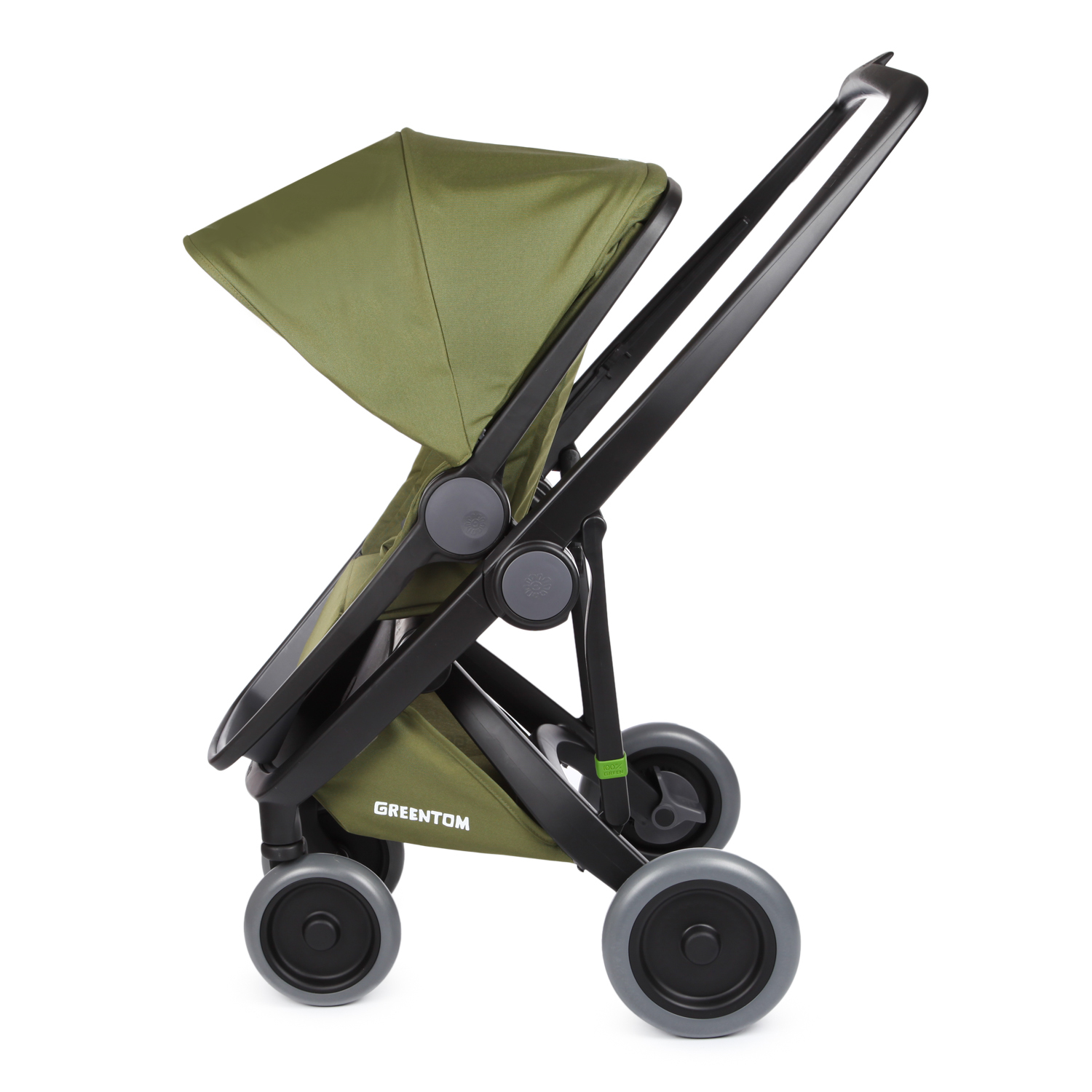 Коляска прогулочная Greentom Reversible Black-Olive A+B+D - фото 9