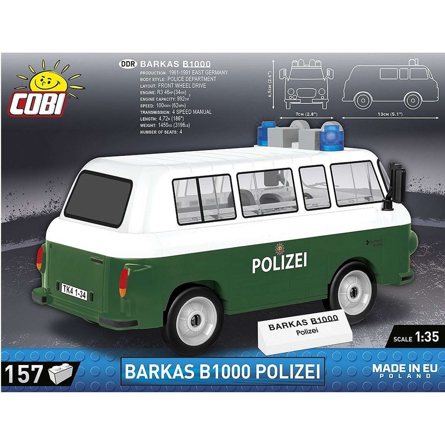Конструктор COBI Микроавтобус Barkas B1000 Polizei 157 деталей - фото 6