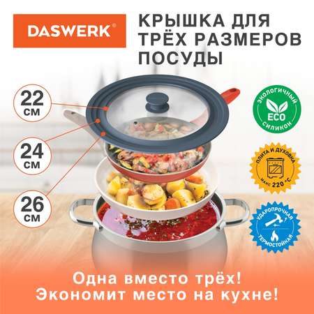 Крышка DASWERK универсальная 3 размера 22-24-26см