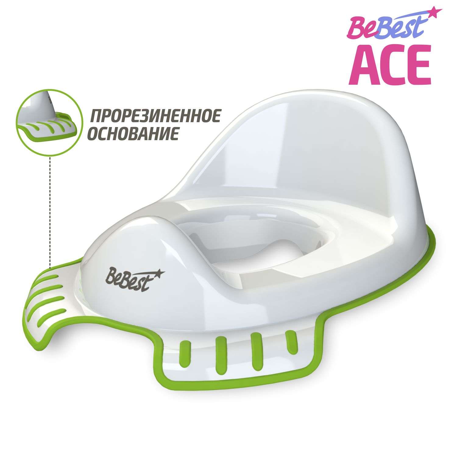 Накладка на унитаз детская BeBest Ace бело-зеленый - фото 1