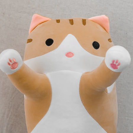 Мягкая игрушка кошка подушка TOTTY TOYS кот батон 110 см коричневый антистресс развивающая обнимашка