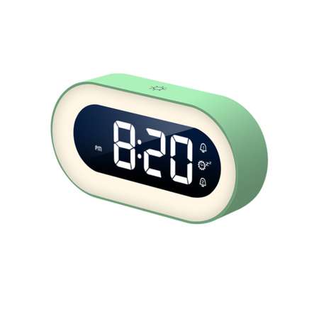 Часы электронные ARTSTYLE с встроенным аккумулятором ночником и будильником зеленого цвета