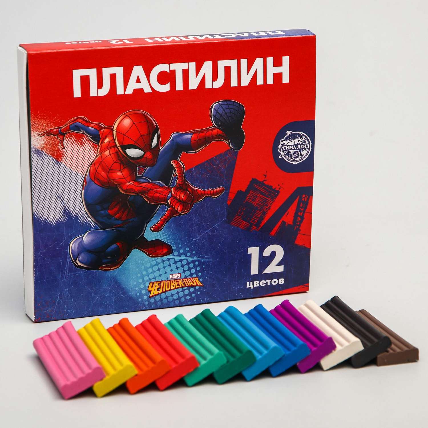 Пластилин MARVEL 12 цветов 180 г «Супергерой» Человек-паук - фото 1