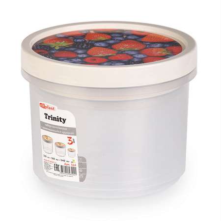 Набор контейнеров elfplast для хранения пищевые Trinity с завинчивающейся крышкой13х13х10.5 см ягоды