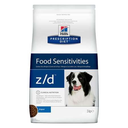 Корм для собак HILLS 3кг Prescription Diet z/d Food Sensitivities для здоровья кожи и при аллергии и заболеваниях кожи сухой