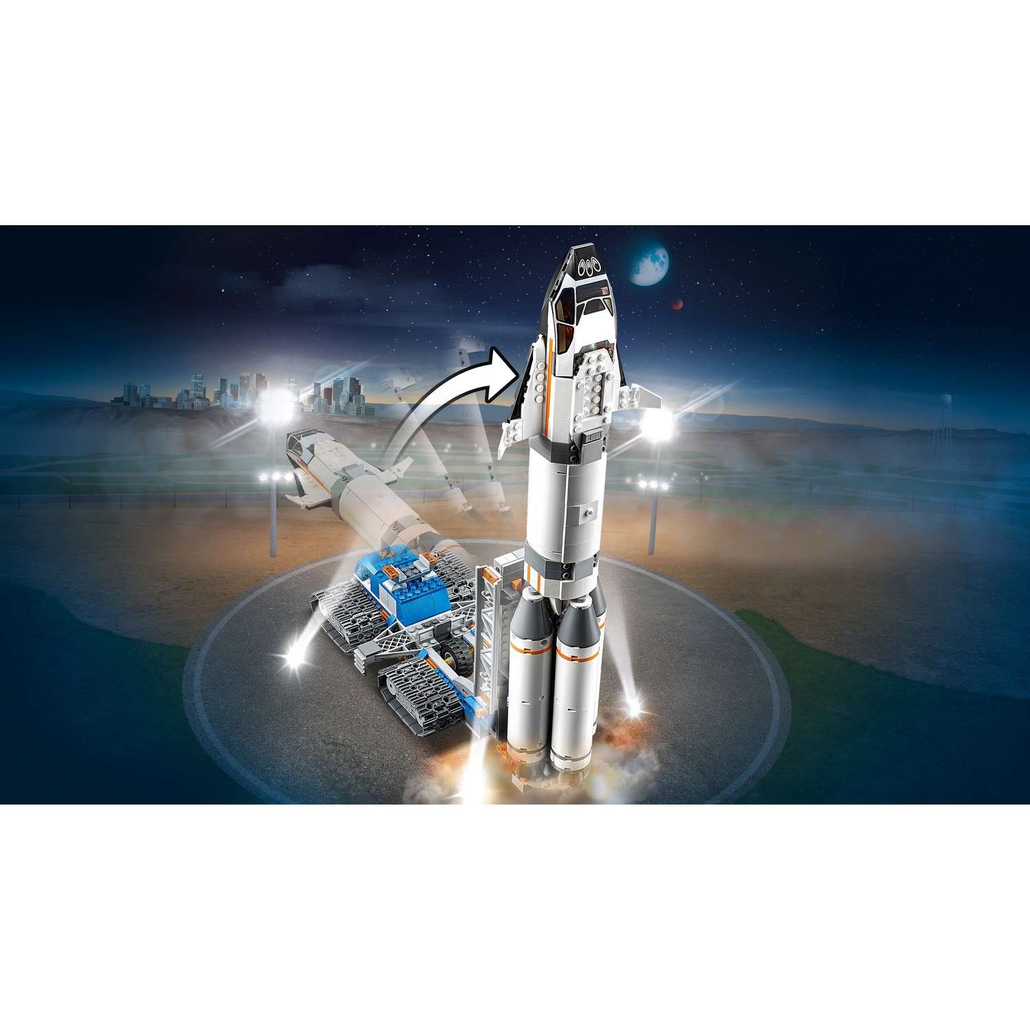 Конструктор LEGO City Space Port Площадка для сборки и транспорт для перевозки ракеты 60229 - фото 8