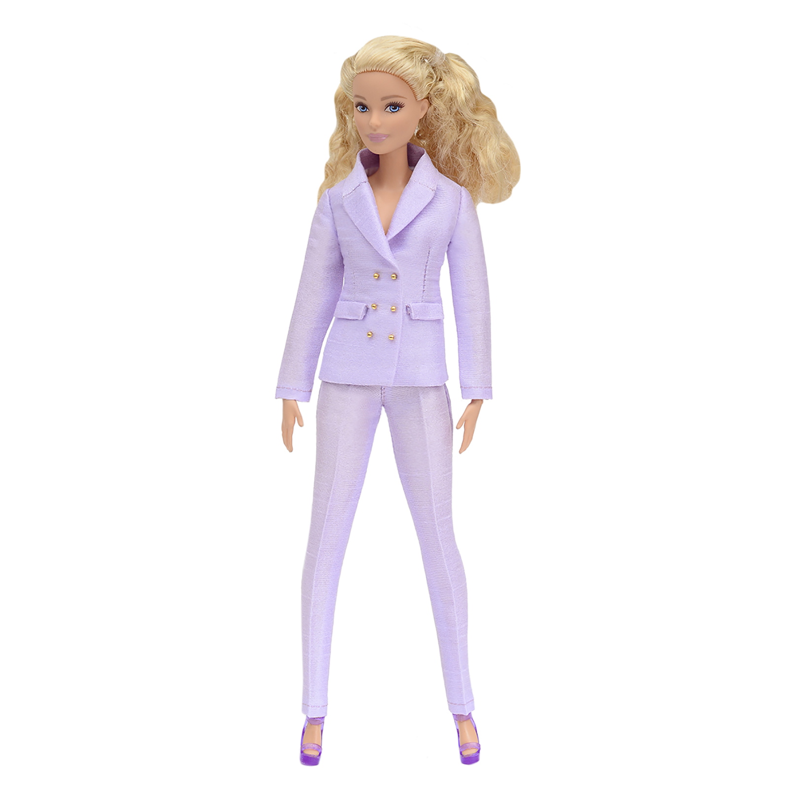 Шелковый брючный костюм Эленприв Фиолетовый для куклы 29 см типа Барби FA-011-11 - фото 1