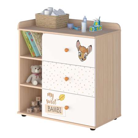 Комод Polini kids Disney baby 5090 Бэмби 3ящика Белый-Дуб